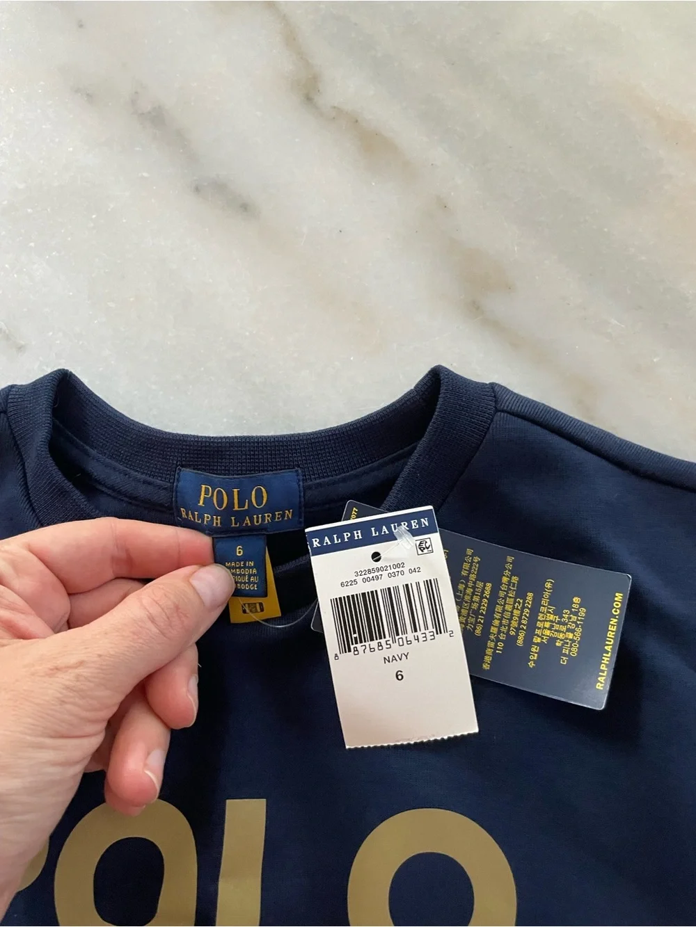 Ralph Lauren Navy Sweatshirt with Gold Lettering